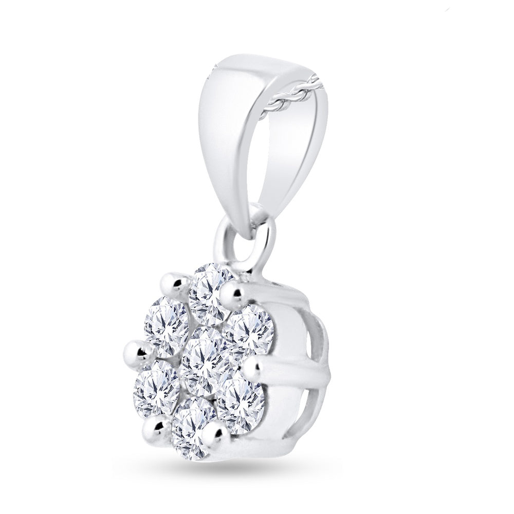 0.75 Ctw Natural Diamond Flower Gift Fashion Pendant in 14k White Gold