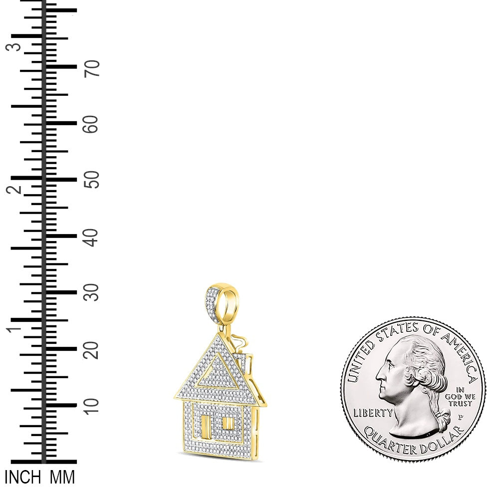 0.77 Ctw Natural Diamond Trap House Hiphop Pendant in 10k Yellow Gold