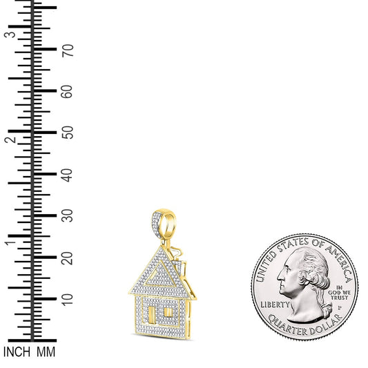 0.77 Ctw Natural Diamond Trap House Hiphop Pendant in 10k Yellow Gold