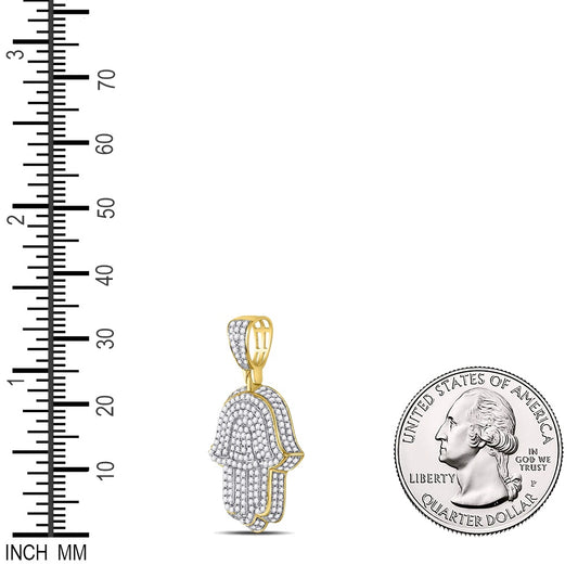 1.25 Ctw Natural Diamond Hamza Religious Pendant in 10k Yellow Gold