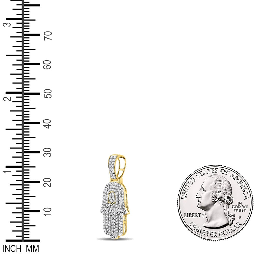 0.5 Ctw Natural Diamond Hiphop Hamza Religious Pendant in 10k Yellow Gold