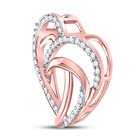 0.1 Ctw Natural Diamond Open Heart Pendant in 10k Rose Gold