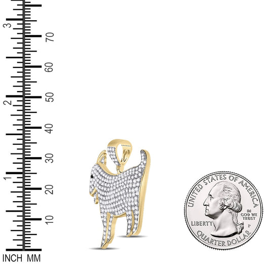 2.89 Ctw Natural Diamond Goat Animal Pendant in 10k Yellow Gold