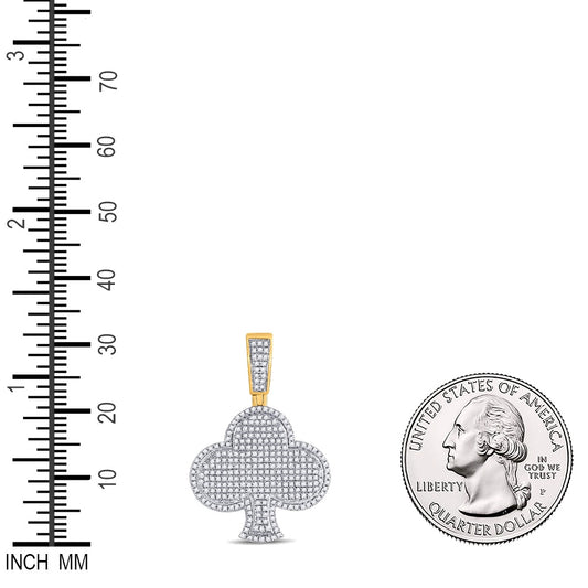0.8 Ctw Natural Diamond Club Suit Playing Card Pendant in 10k Yellow Gold
