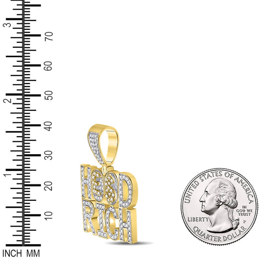 1.8 Ctw Natural Diamond Hood Rich Nameplate Hiphop Pendant in 10k Yellow Gold