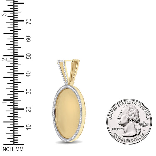 0.6 Ctw Natural Diamond Round Circular Memory Picture Frame Pendant in 10k Yellow Gold