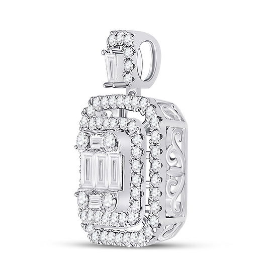 1.01 Ctw Natural Diamond Square Shape Pendant in 14k White Gold
