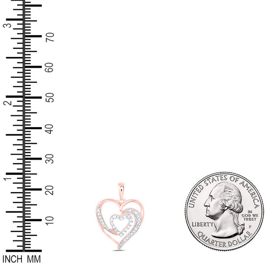 0.15 Ctw Natural Diamond Open Double Heart Pendant in 10k Rose Gold