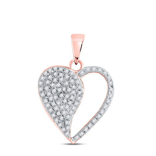 0.3 Ctw Natural Diamond Half Open Heart Pendant in 10k Rose Gold