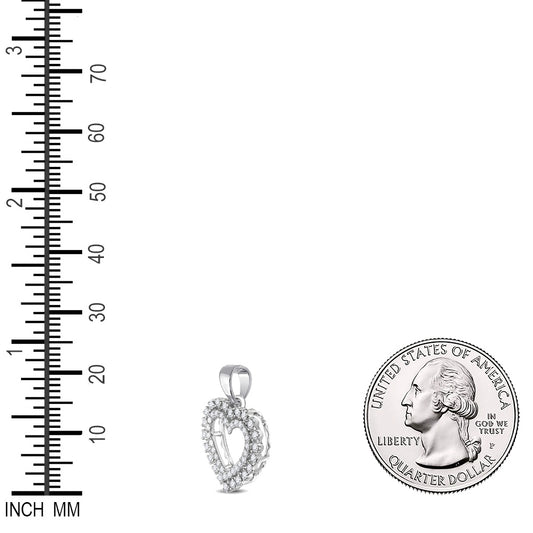 0.43 Ctw Natural Diamond Open heart Gift Pendant in 14k White Gold