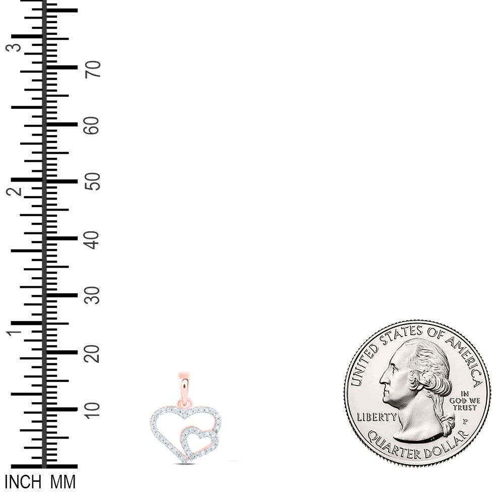 0.1 Ctw Natural Diamond Open Double Heart Pendant in 10k Rose Gold
