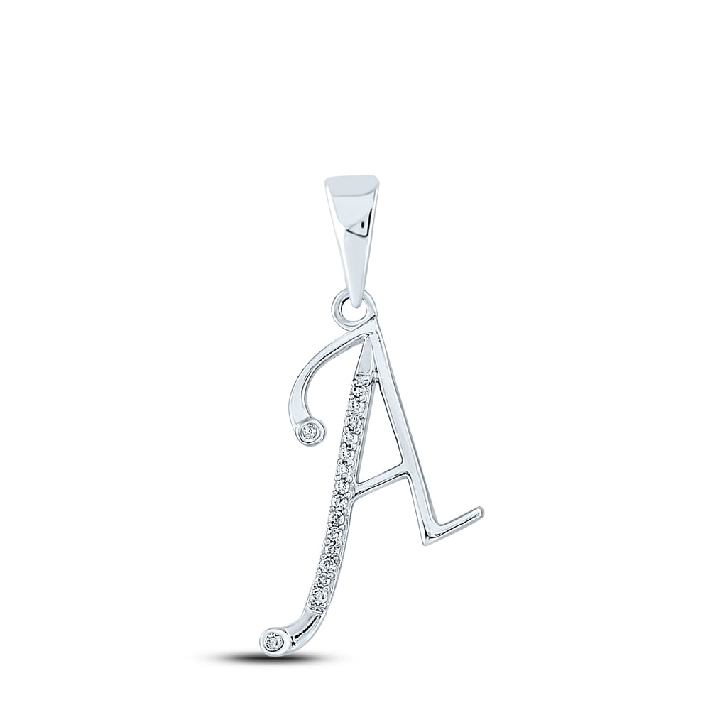 0.07 Ctw Natural Diamond Designer Initial Letter A Pendant in 10k White Gold