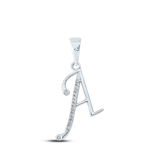 0.07 Ctw Natural Diamond Designer Initial Letter A Pendant in 10k White Gold