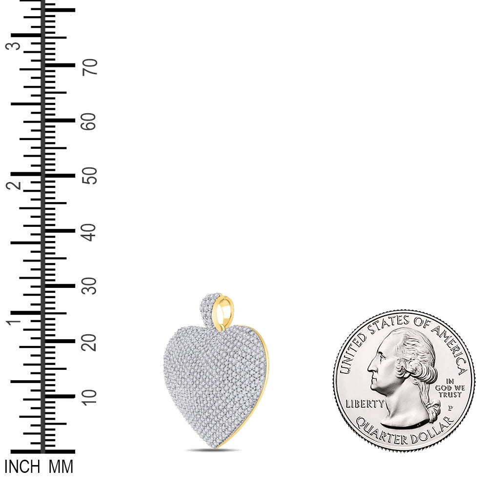 2.11 Ctw Natural Diamond Hiphop Cluster Heart Pendant in 14k Yellow Gold