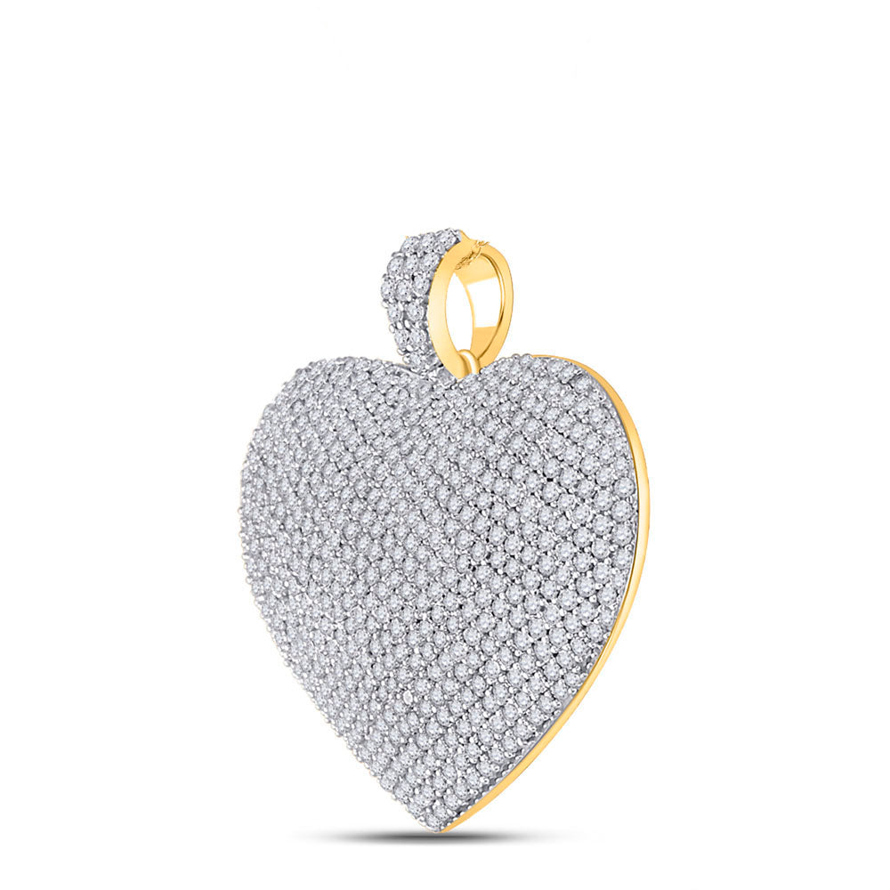 2.11 Ctw Natural Diamond Hiphop Cluster Heart Pendant in 14k Yellow Gold
