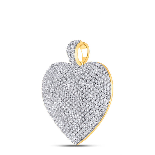 2.11 Ctw Natural Diamond Hiphop Cluster Heart Pendant in 14k Yellow Gold