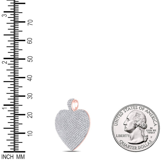1.98 Ctw Natural Diamond Hiphop Cluster Heart Pendant in 14k Rose Gold