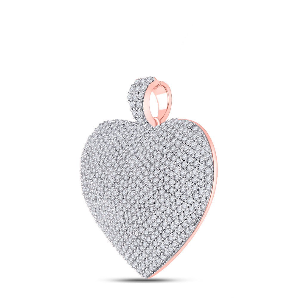 1.98 Ctw Natural Diamond Hiphop Cluster Heart Pendant in 14k Rose Gold