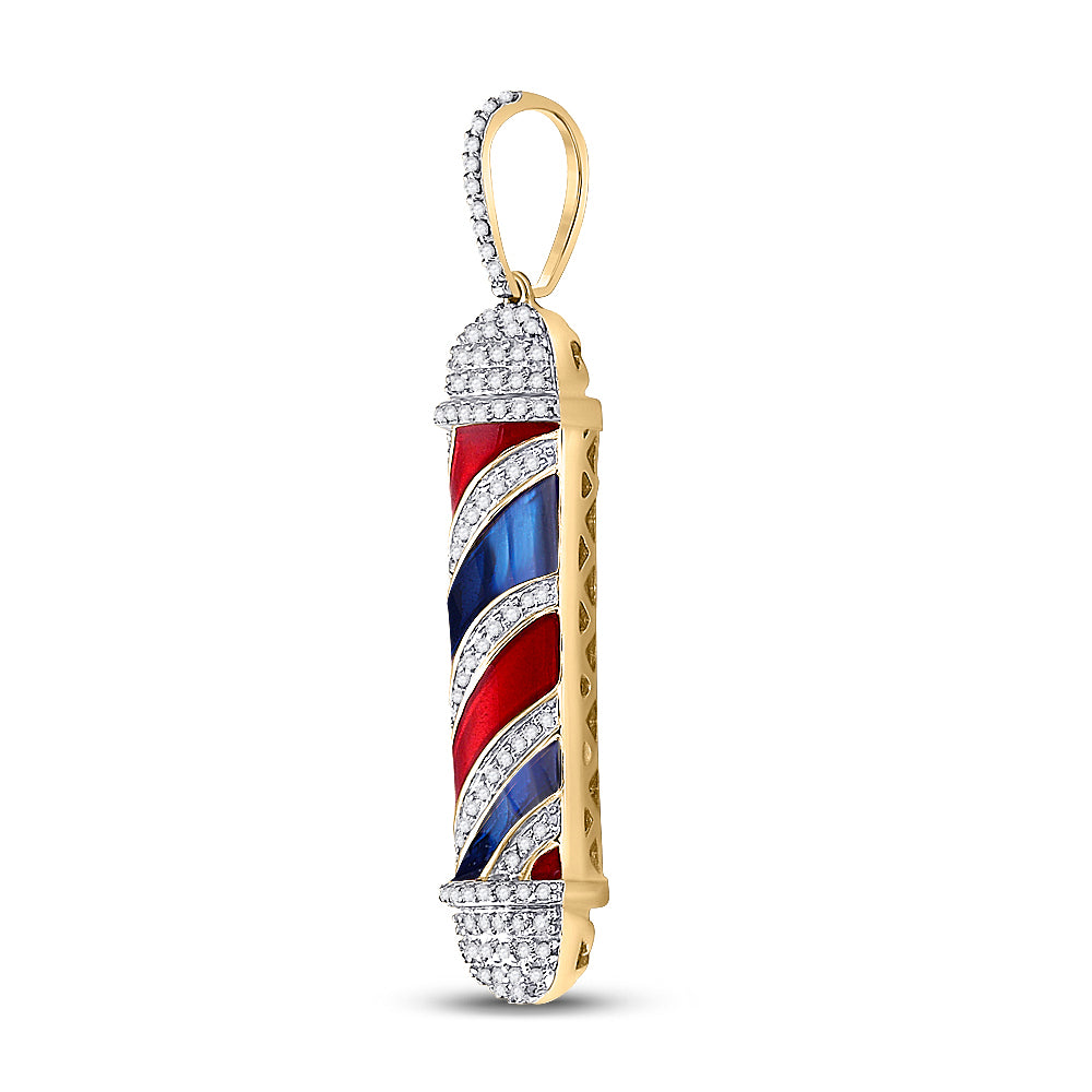 0.4 Ctw Natural Diamond Barber Shop Pole Pendant in 10k Yellow Gold