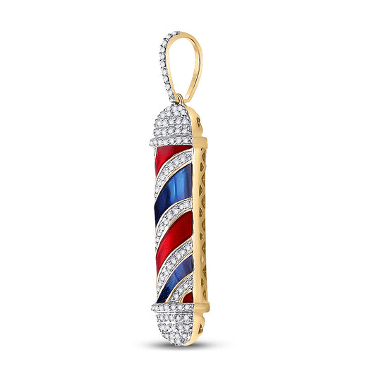 0.4 Ctw Natural Diamond Barber Shop Pole Pendant in 10k Yellow Gold