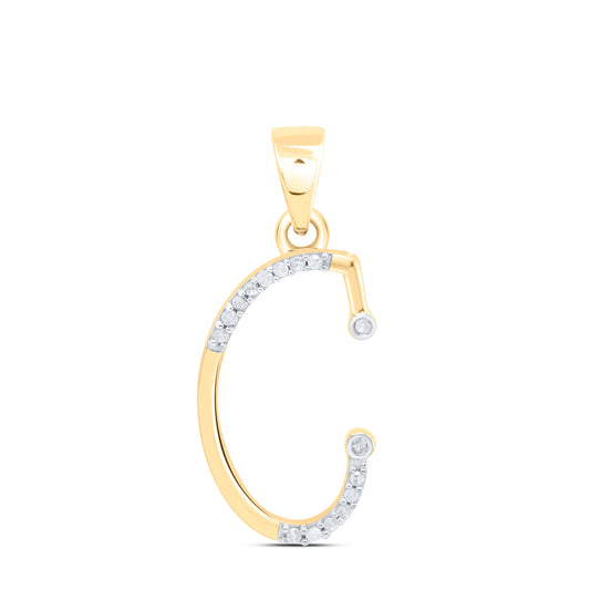 0.07 Ctw Natural Diamond Designer Initial Letter G Pendant in 10k Yellow Gold