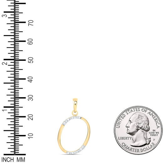 0.08 Ctw Natural Diamond Designer Initial Letter O Pendant in 10k Yellow Gold