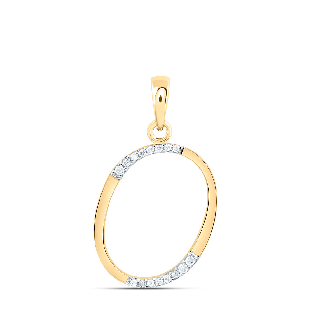 0.08 Ctw Natural Diamond Designer Initial Letter O Pendant in 10k Yellow Gold