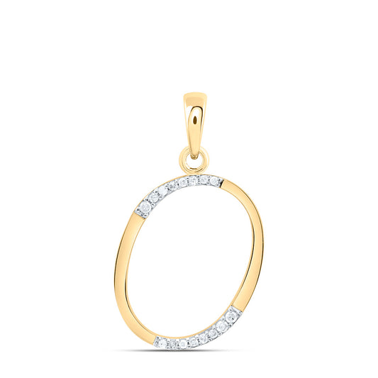 0.08 Ctw Natural Diamond Designer Initial Letter O Pendant in 10k Yellow Gold