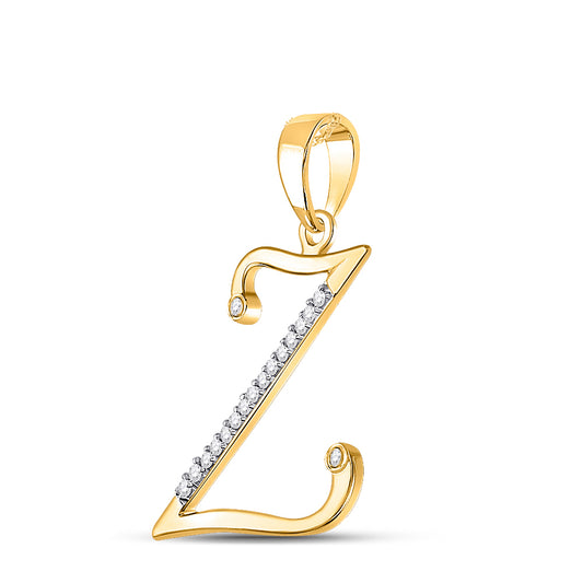 0.07 Ctw Natural Diamond Designer Initial Letter Z Pendant in 10k Yellow Gold