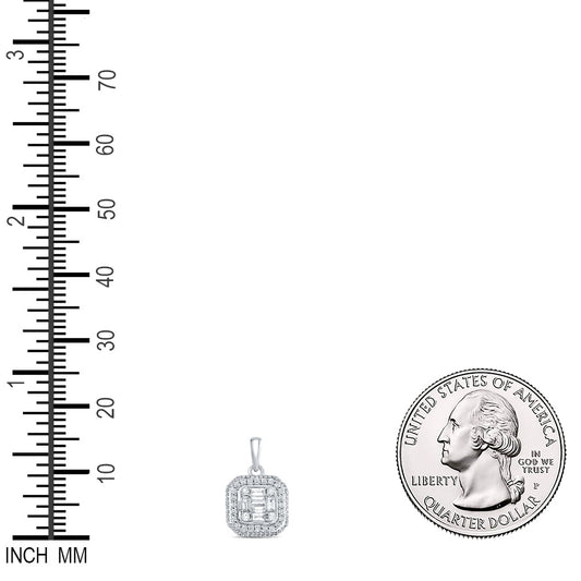 0.27 Ctw Natural Diamond Fashion Bagguett Pendant in 14k White Gold