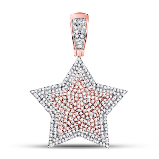 1.6 Ctw Natural Diamond Cluster Star Pendant in 10k Two-tone Gold