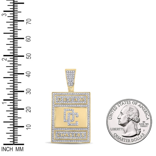 0.8 Ctw Natural Diamond Dogtag Dream Chasers Pendant in 10k Yellow Gold