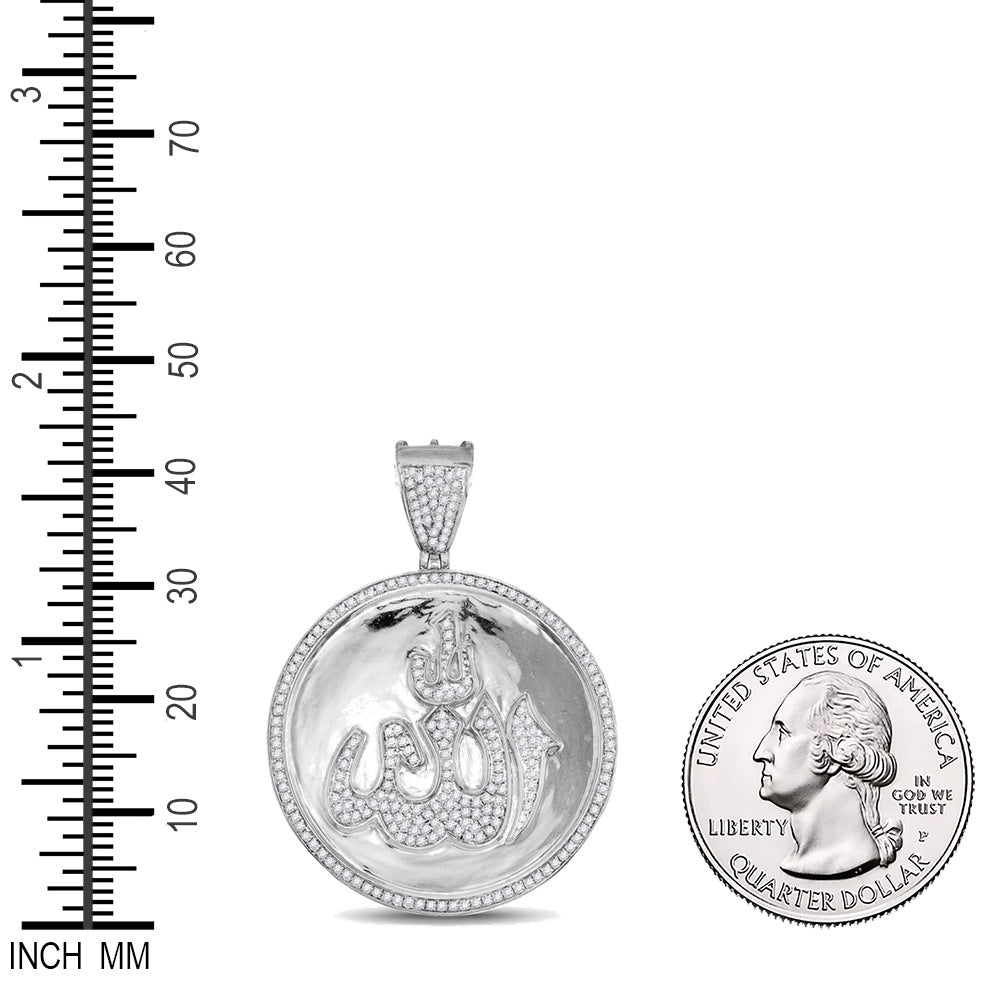 0.7 Ctw Natural Diamond Allah Medallion Pendant in 10k White Gold