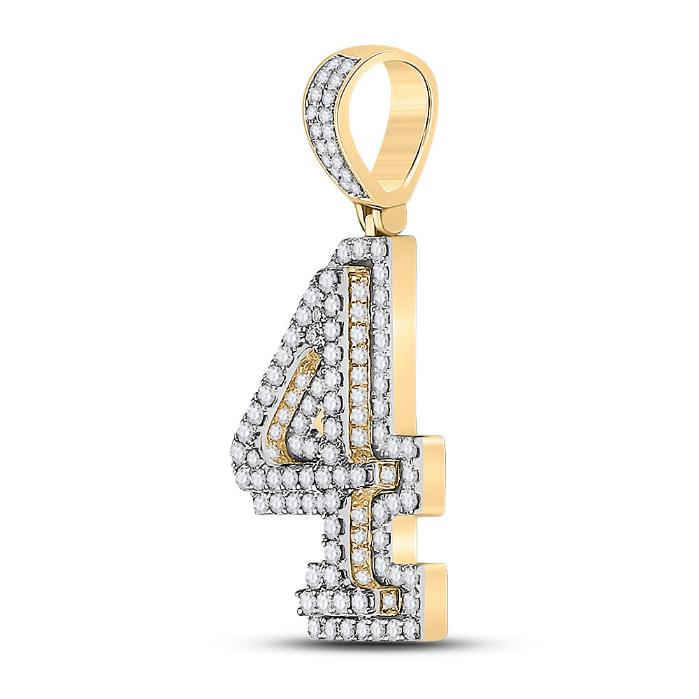 1.44 Ctw Natural Diamond Block Number 4 Four Pendant in 10k Yellow Gold
