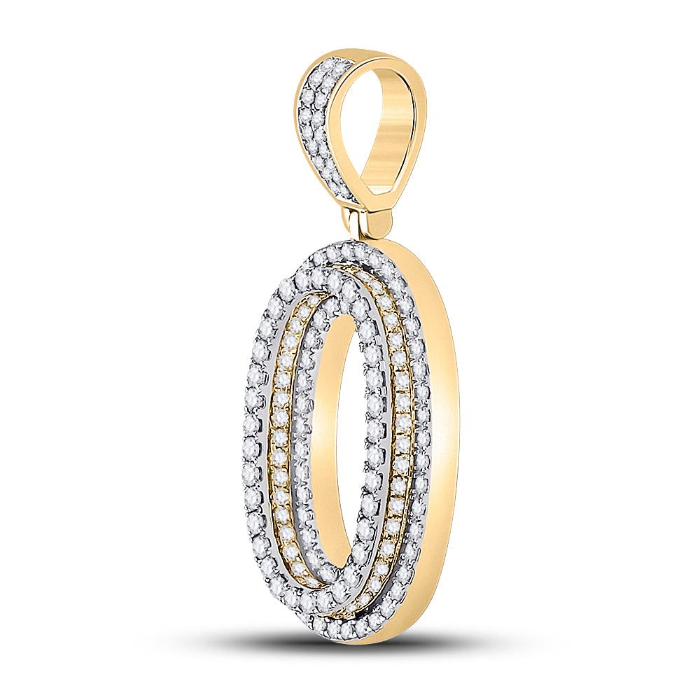 1.61 Ctw Natural Diamond Block Number O Zero Pendant in 10k Yellow Gold