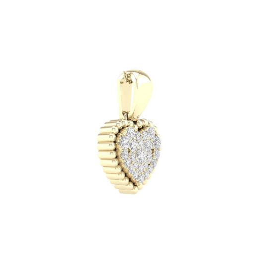 0.12 Ctw Natural Diamond Cluster Heart Pendant in 10k Yellow Gold