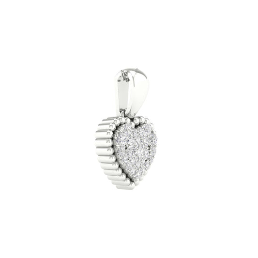 0.12 Ctw Natural Diamond Cluster Heart Pendant in 10k White Gold