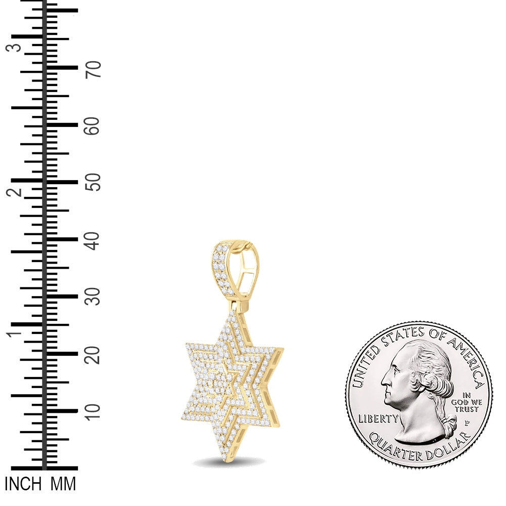 3 Ctw Natural Diamond Star Of David Pendant in 14k Yellow Gold
