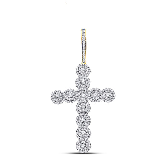 1.55 Ctw Natural Diamond Cross Religious Charm Pendant in 10k Yellow Gold
