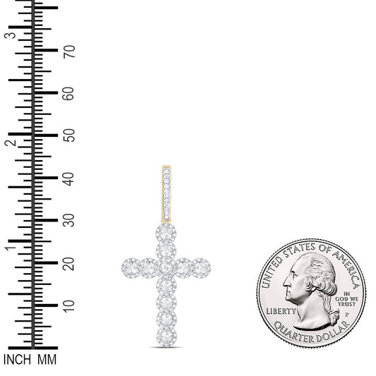 0.76 Ctw Natural Diamond Cross Religious Charm Pendant in 10k Yellow Gold