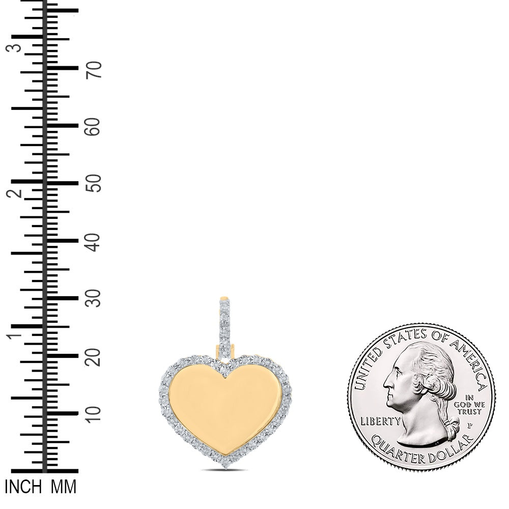 0.1 Ctw Natural Diamond Heart Memory Picture Frame Pendant in 14k Yellow Gold
