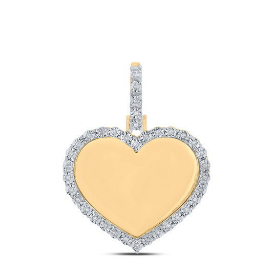 0.1 Ctw Natural Diamond Heart Memory Picture Frame Pendant in 14k Yellow Gold