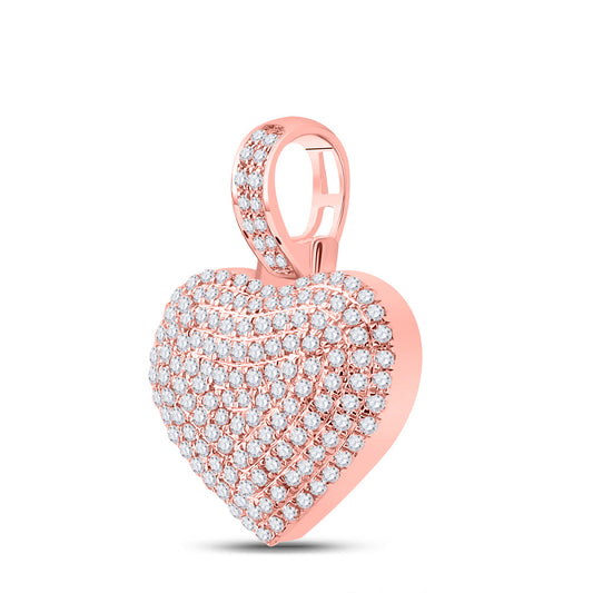 0.5 Ctw Natural Diamond Cluster Heart Pendant in 10k Rose Gold
