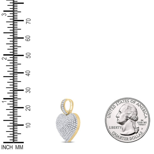 0.75 Ctw Natural Diamond Cluster Heart Pendant in 10k Yellow Gold