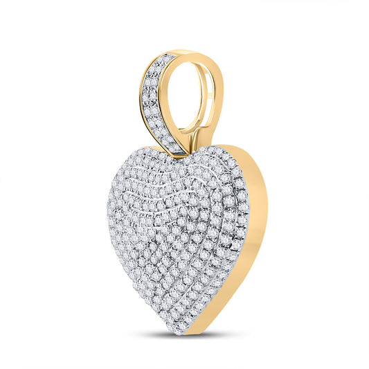 0.75 Ctw Natural Diamond Cluster Heart Pendant in 10k Yellow Gold