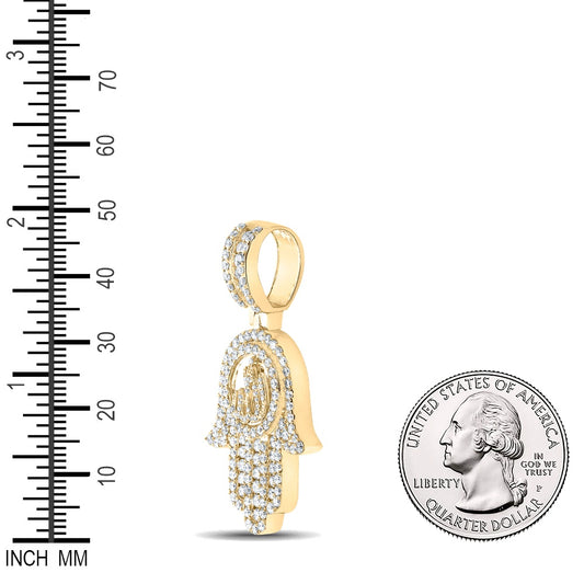 3 Ctw Natural Diamond Allah Hamza Religious Pendant in 10k Yellow Gold