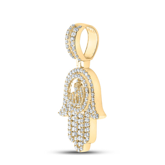 3 Ctw Natural Diamond Allah Hamza Religious Pendant in 10k Yellow Gold