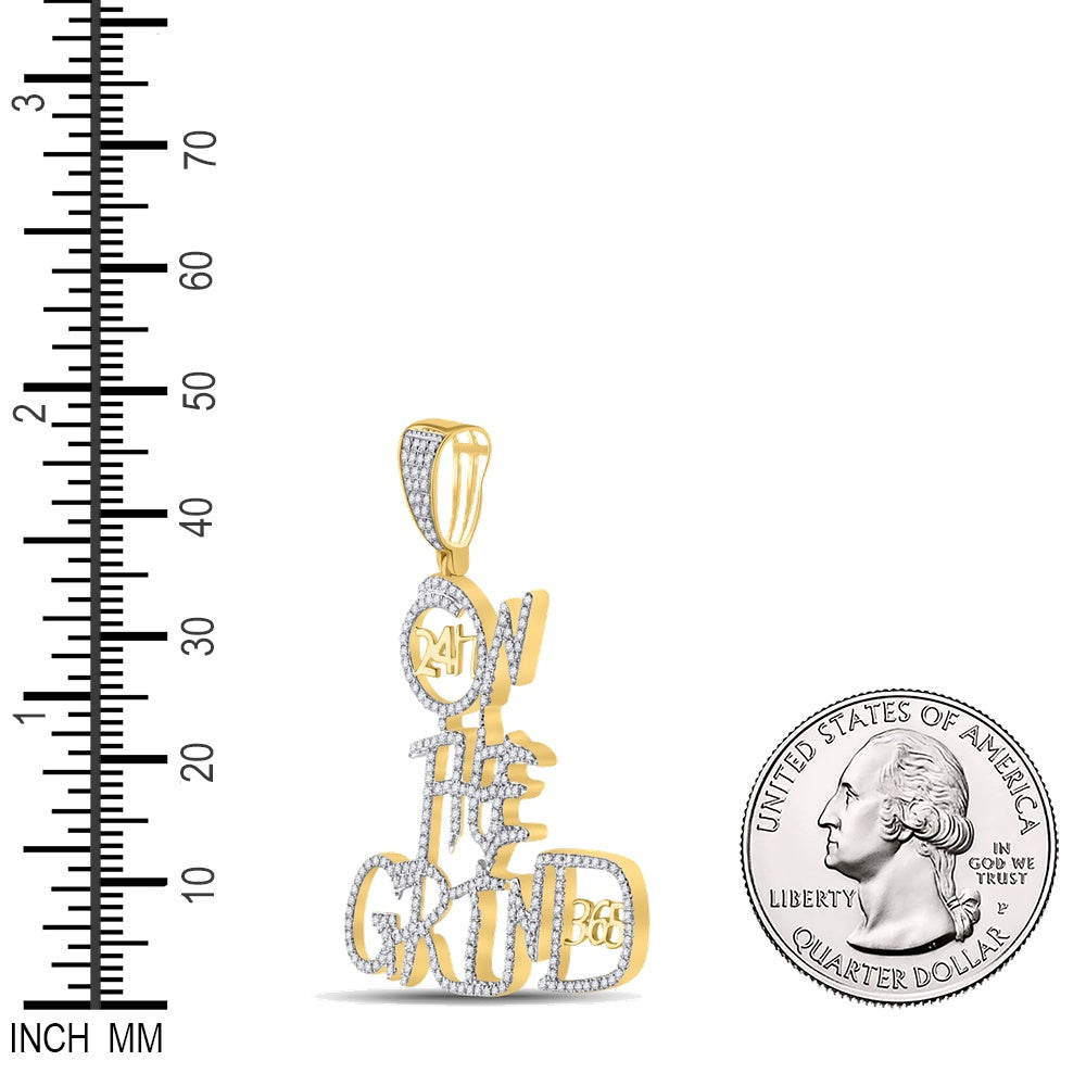 0.8 Ctw Natural Diamond 24h On The Grind 365 Nameplate Pendant in 10k Yellow Gold