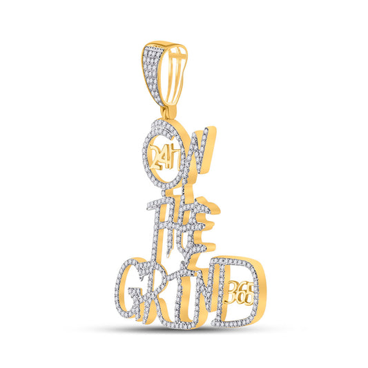 0.8 Ctw Natural Diamond 24h On The Grind 365 Nameplate Pendant in 10k Yellow Gold