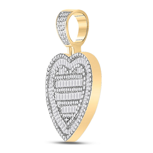 1.3 Ctw Natural Diamond Cluster Heart Pendant in 10k Yellow Gold